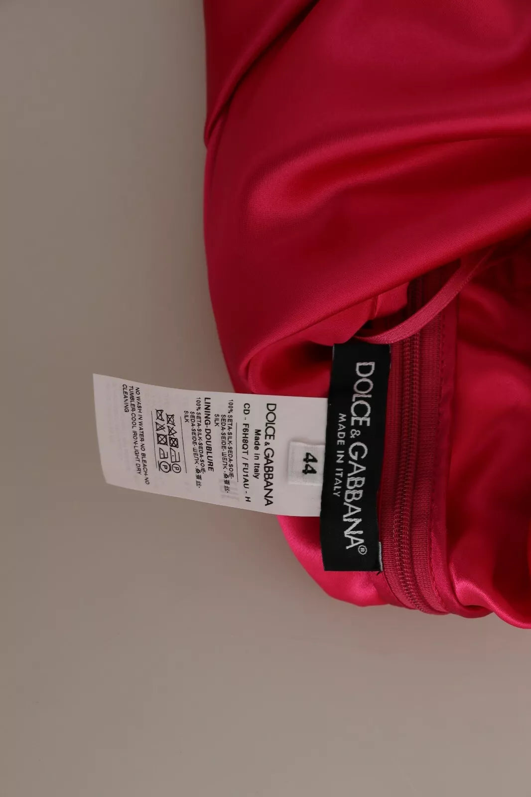 Dolce & Gabbana Fuchsia Fitted Cut One Shoulder Midi Dress by Dolce & Gabbana