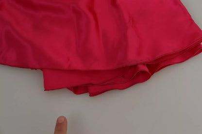 Dolce & Gabbana Fuchsia Fitted Cut One Shoulder Midi Dress by Dolce & Gabbana