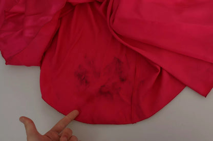 Dolce & Gabbana Fuchsia Fitted Cut One Shoulder Midi Dress by Dolce & Gabbana