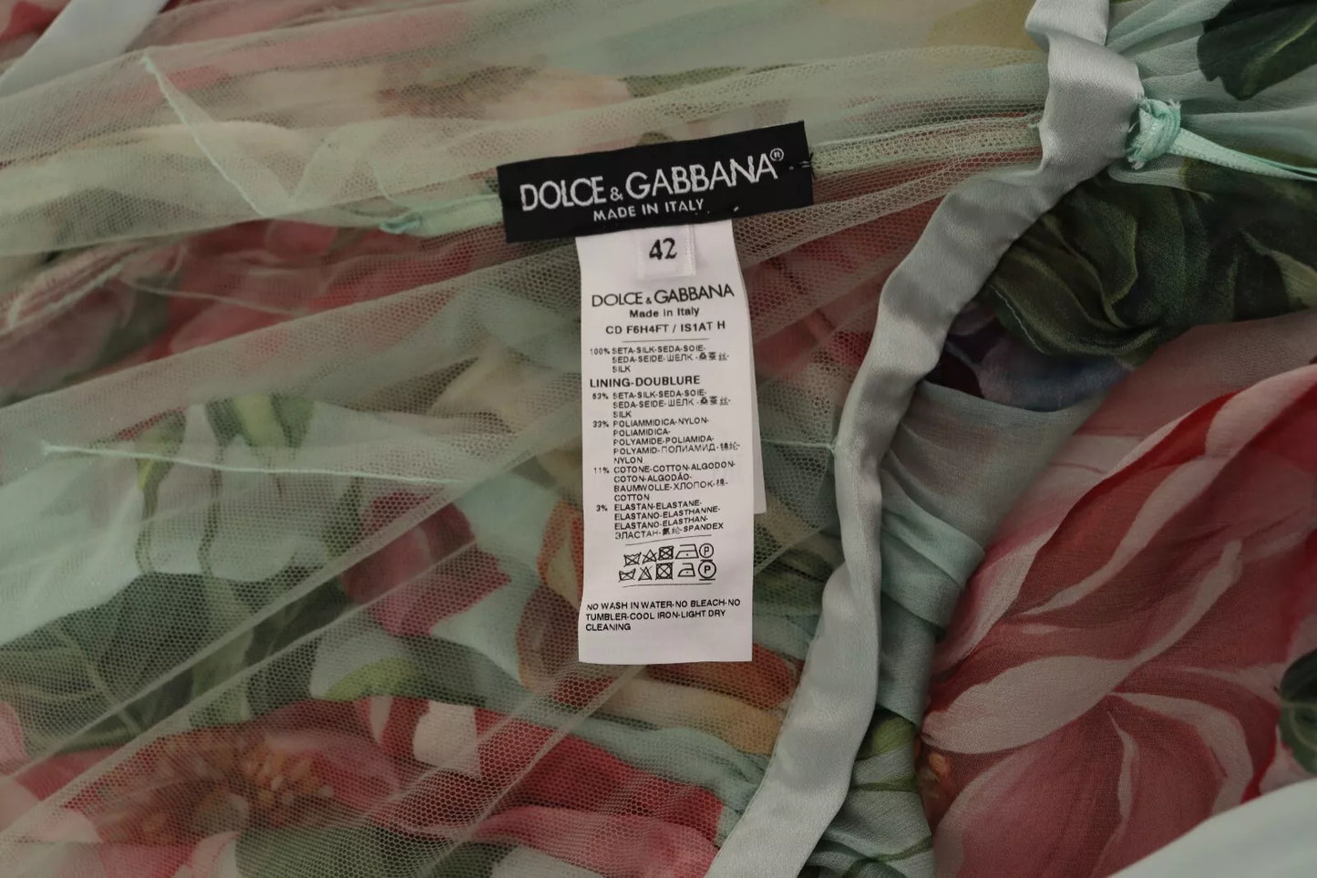 Dolce & Gabbana Green Floral Long Sleeve V-neck Midi Dress by Dolce & Gabbana