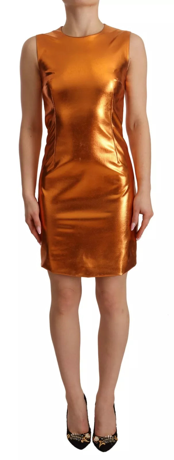 Dolce & Gabbana Metallic Orange Sleeveless Sheath Dress by Dolce & Gabbana