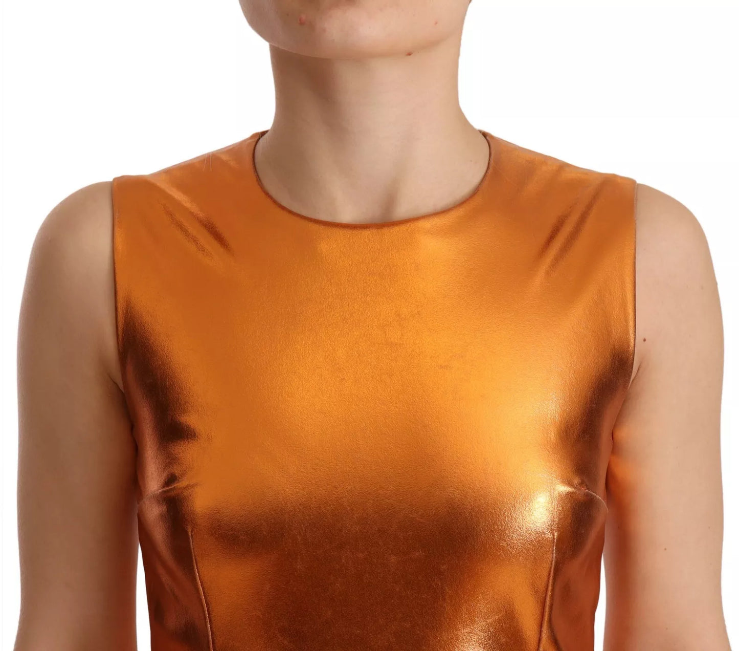 Dolce & Gabbana Metallic Orange Sleeveless Sheath Dress by Dolce & Gabbana