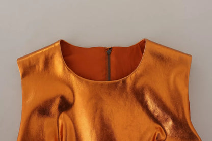 Dolce & Gabbana Metallic Orange Sleeveless Sheath Dress by Dolce & Gabbana