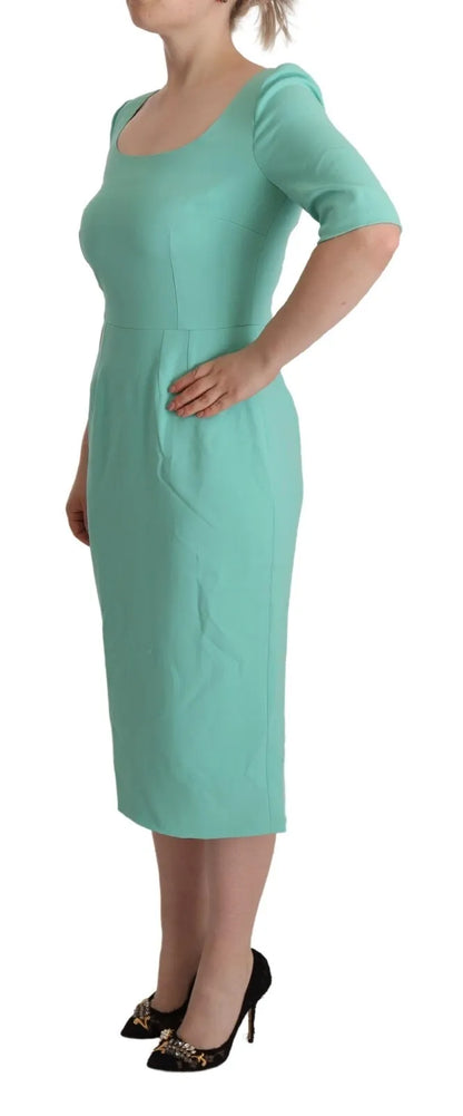 Dolce & Gabbana Mint Green Sheath Square Neckline Midi Dress by Dolce & Gabbana