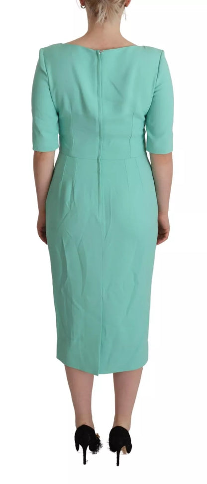 Dolce & Gabbana Mint Green Sheath Square Neckline Midi Dress by Dolce & Gabbana