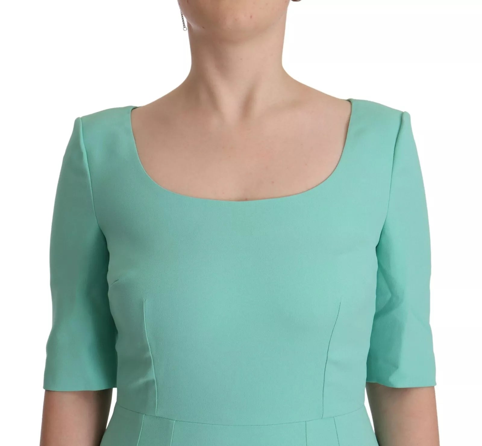 Dolce & Gabbana Mint Green Sheath Square Neckline Midi Dress by Dolce & Gabbana