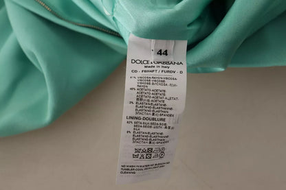 Dolce & Gabbana Mint Green Sheath Square Neckline Midi Dress by Dolce & Gabbana