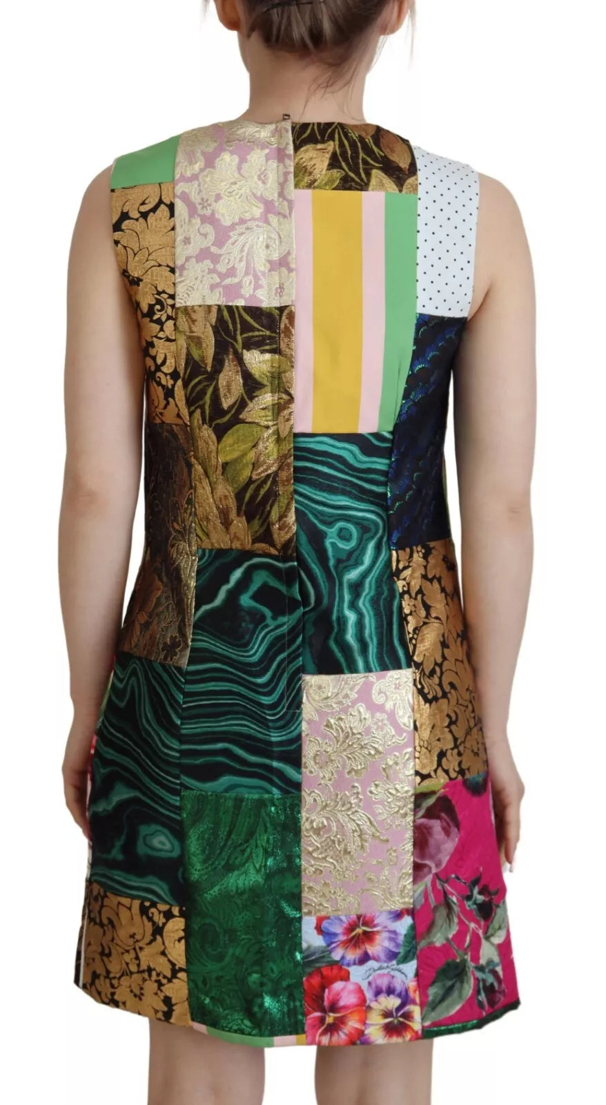 Dolce & Gabbana Multicolor Jacquard Patchwork Shift Mini Dress by Dolce & Gabbana