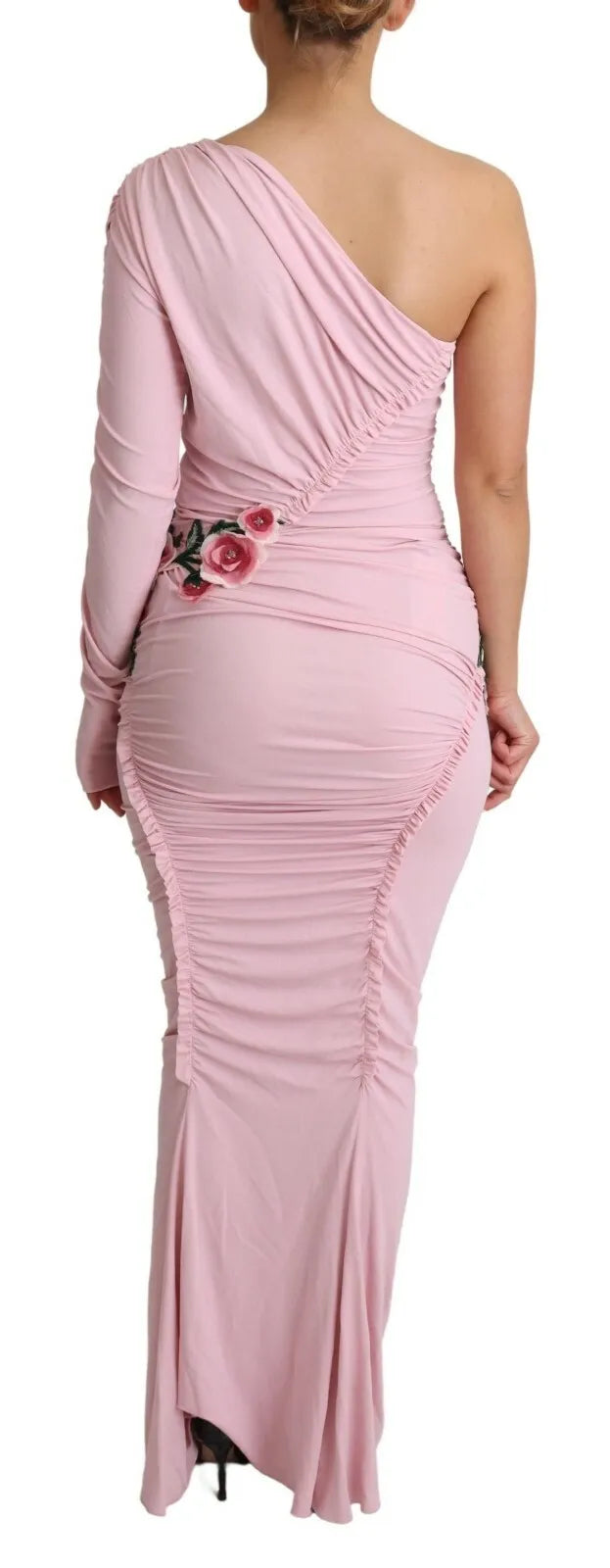 Dolce & Gabbana Pink Flower Embellished One Shoulder Dress by Dolce & Gabbana