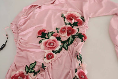Dolce & Gabbana Pink Flower Embellished One Shoulder Dress by Dolce & Gabbana