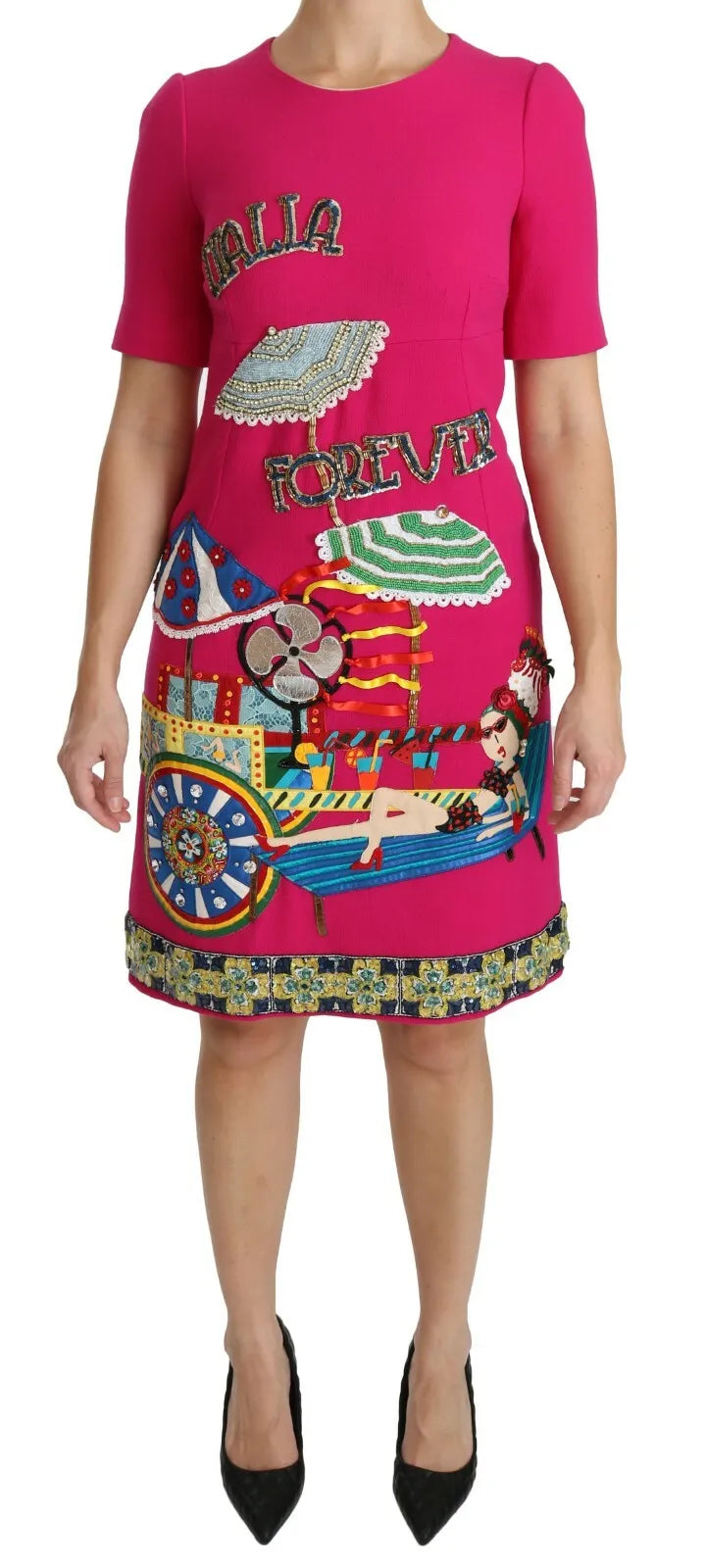 Dolce & Gabbana Pink Italia Forever Crystal Sheath Dress by Dolce & Gabbana