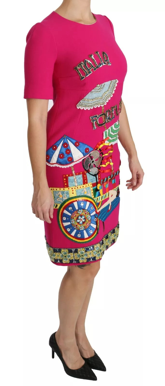 Dolce & Gabbana Pink Italia Forever Crystal Sheath Dress by Dolce & Gabbana