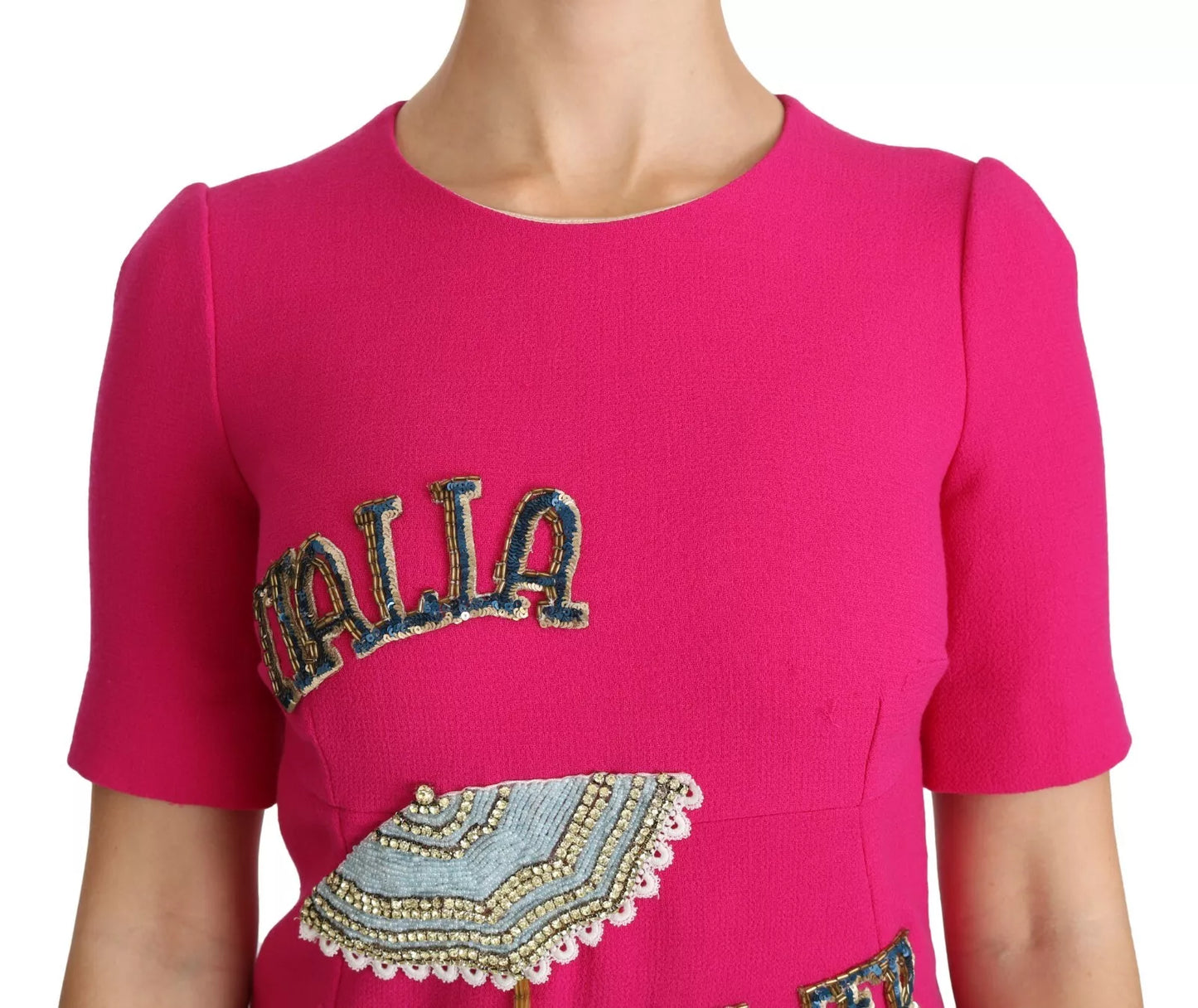 Dolce & Gabbana Pink Italia Forever Crystal Sheath Dress by Dolce & Gabbana