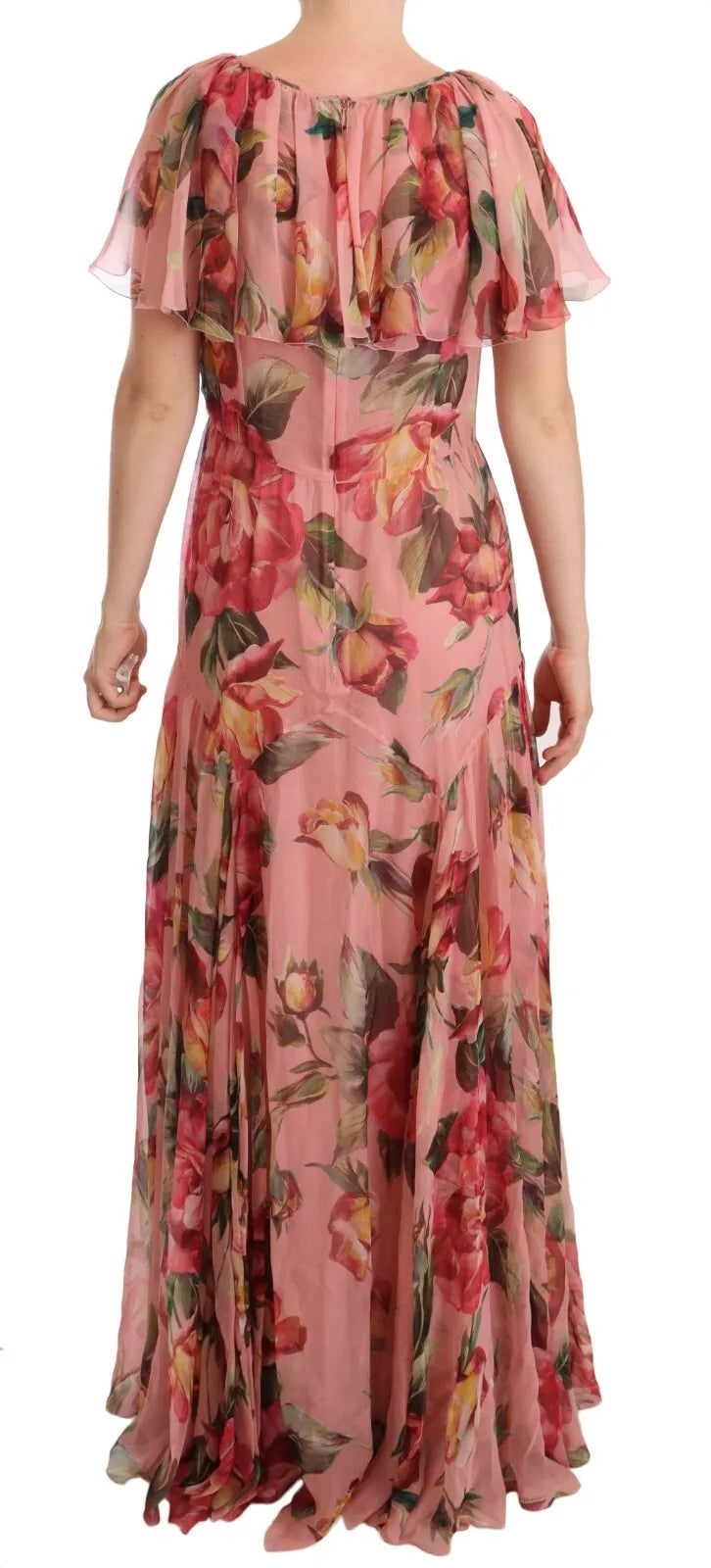 Dolce & Gabbana Pink Silk Floral Print Layered Maxi Dress by Dolce & Gabbana