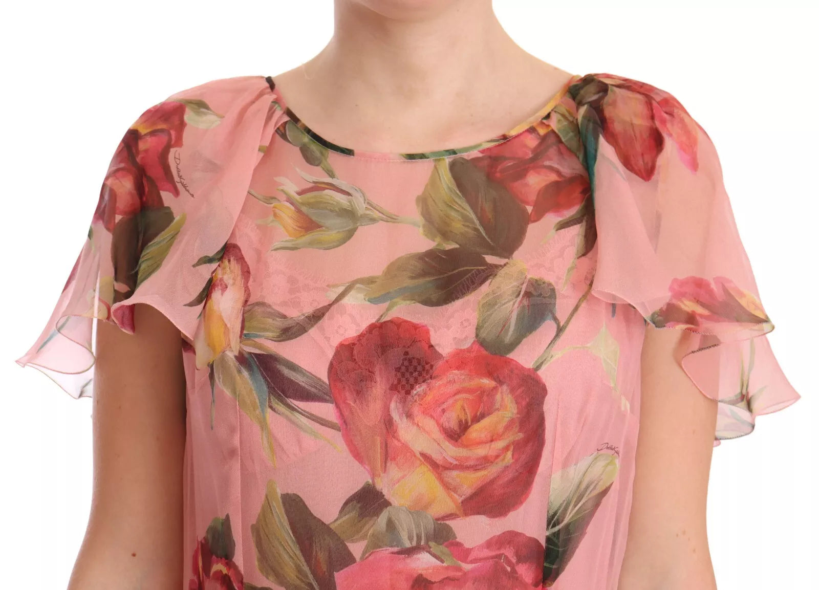 Dolce & Gabbana Pink Silk Floral Print Layered Maxi Dress by Dolce & Gabbana