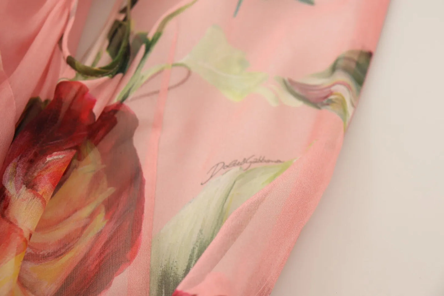 Dolce & Gabbana Pink Silk Floral Print Layered Maxi Dress by Dolce & Gabbana