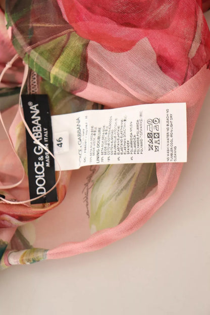 Dolce & Gabbana Pink Silk Floral Print Layered Maxi Dress by Dolce & Gabbana