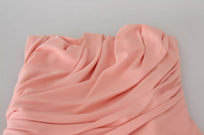 Dolce & Gabbana Pink Silk Stretch Strapless Sheath Dress by Dolce & Gabbana