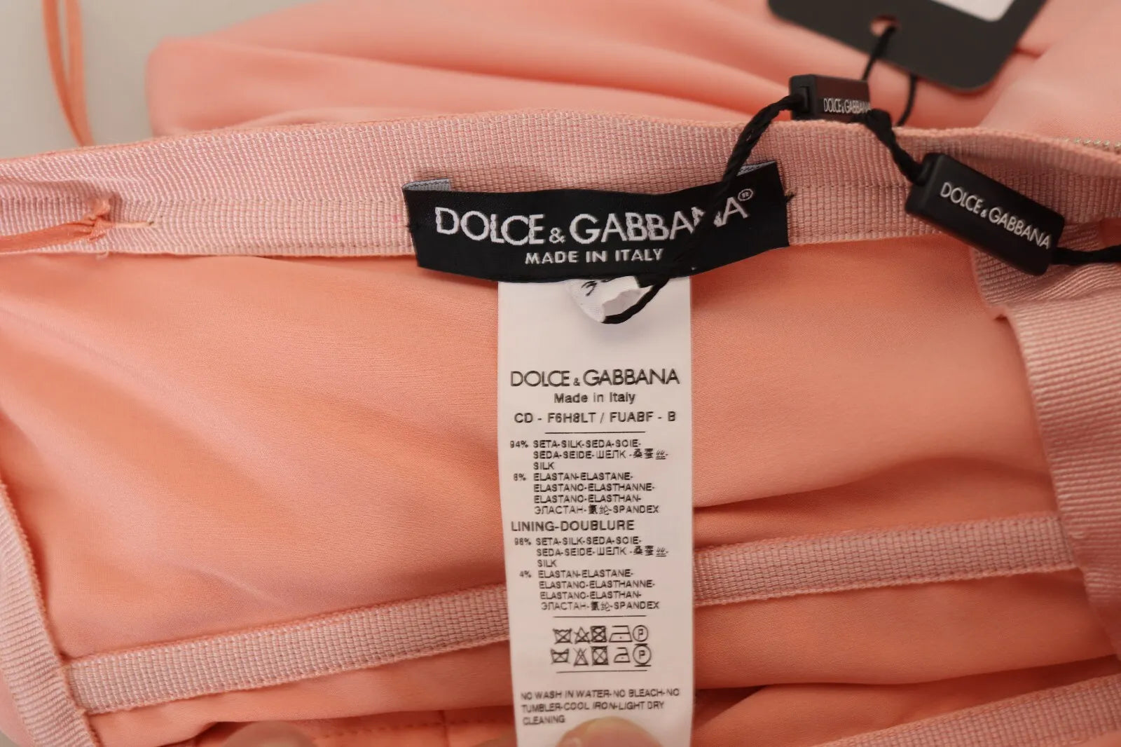 Dolce & Gabbana Pink Silk Stretch Strapless Sheath Midi Dress by Dolce & Gabbana
