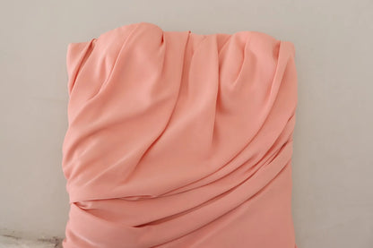 Dolce & Gabbana Pink Silk Stretch Strapless Sheath Midi Dress by Dolce & Gabbana