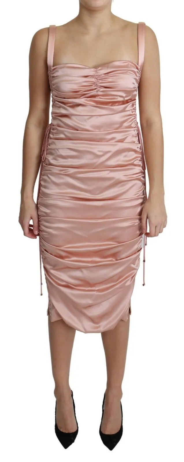 Dolce & Gabbana Pink Spaghetti Strap Bodycon Midi Dress by Dolce & Gabbana