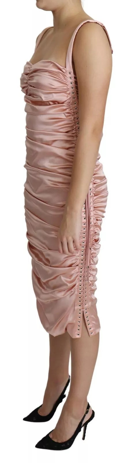 Dolce & Gabbana Pink Spaghetti Strap Bodycon Midi Dress by Dolce & Gabbana