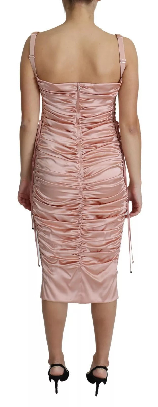 Dolce & Gabbana Pink Spaghetti Strap Bodycon Midi Dress by Dolce & Gabbana