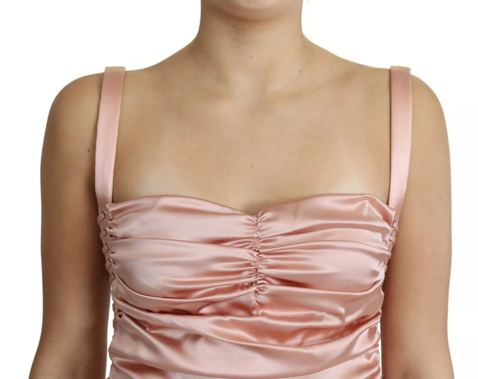 Dolce & Gabbana Pink Spaghetti Strap Bodycon Midi Dress by Dolce & Gabbana