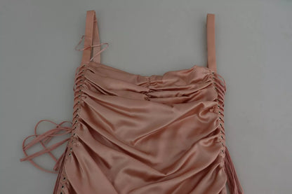 Dolce & Gabbana Pink Spaghetti Strap Bodycon Midi Dress by Dolce & Gabbana