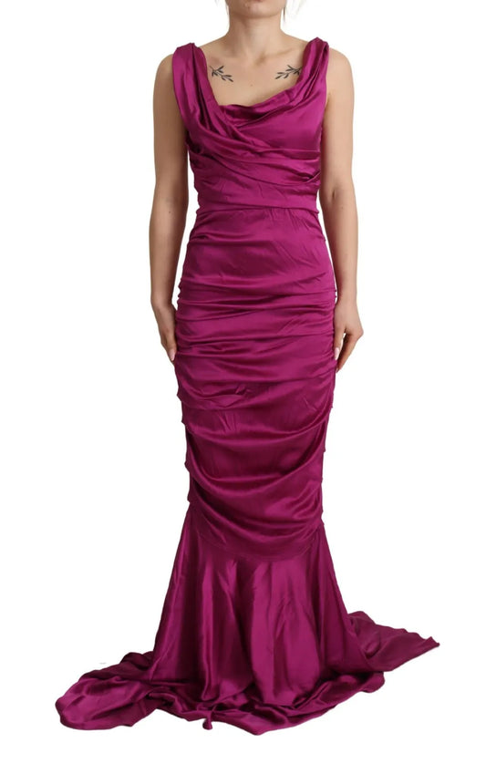 Dolce & Gabbana Sheath Mermaid Fuchsia Silk Stretch Gown Dress by Dolce & Gabbana