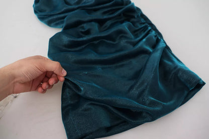 Dolce & Gabbana Silk Blend Blue Satin Fitted Strapless Dress by Dolce & Gabbana