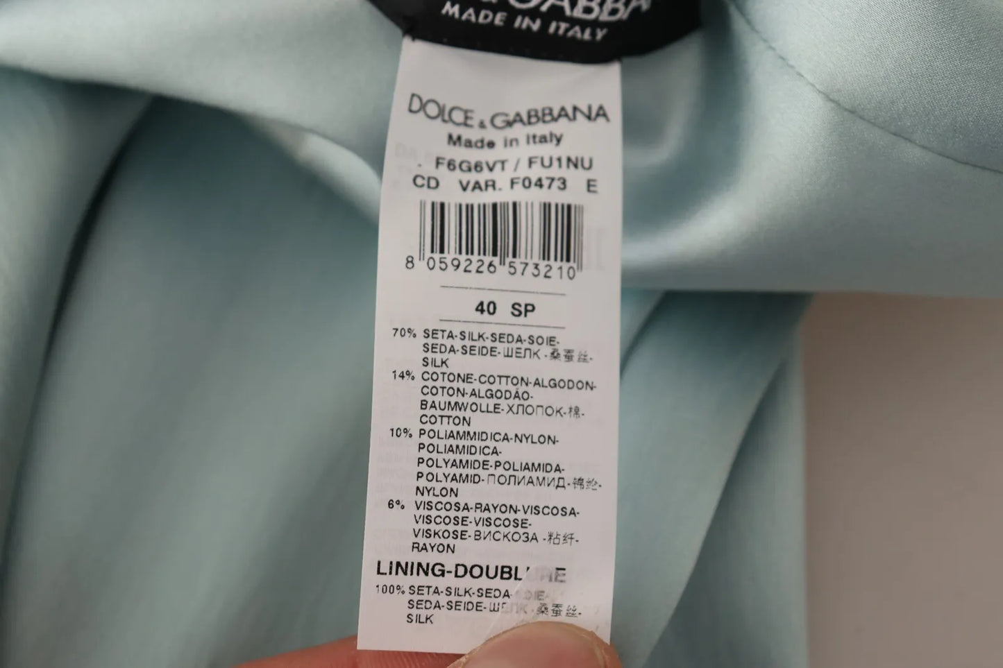 Dolce & Gabbana Silk Mint Green Fit Cut One Shoulder Midi Dress by Dolce & Gabbana