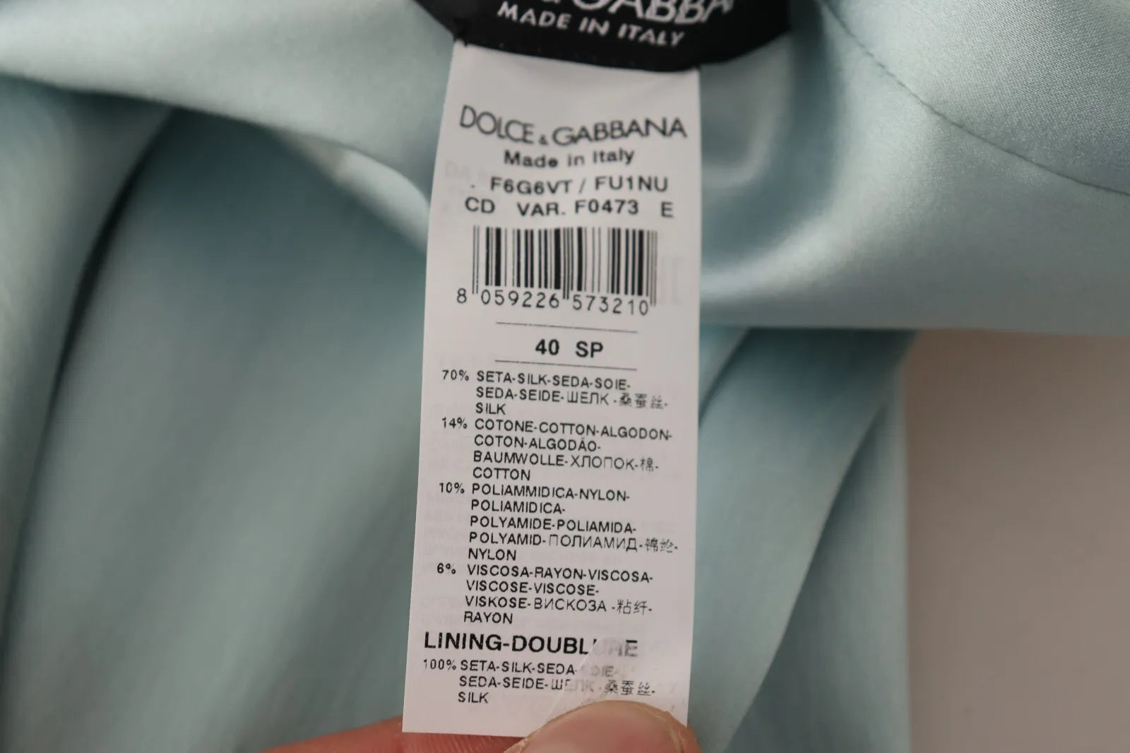 Dolce & Gabbana Silk Mint Green Fit Cut One Shoulder Midi Dress by Dolce & Gabbana