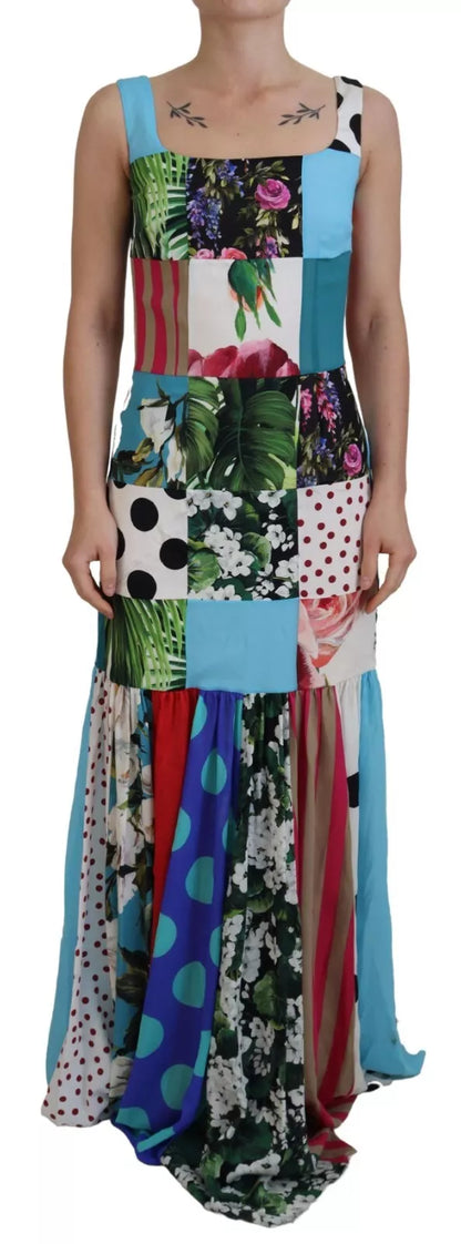 Dolce & Gabbana Silk Multicolor Patchwork Sheath Maxi Dress by Dolce & Gabbana