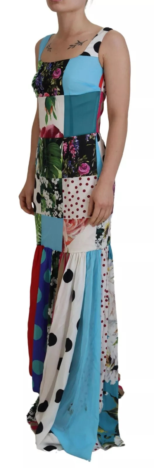Dolce & Gabbana Silk Multicolor Patchwork Sheath Maxi Dress by Dolce & Gabbana
