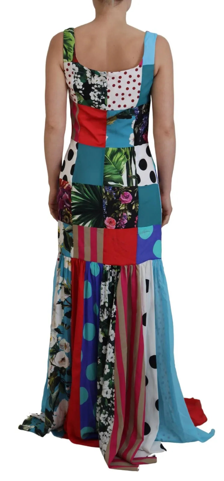 Dolce & Gabbana Silk Multicolor Patchwork Sheath Maxi Dress by Dolce & Gabbana