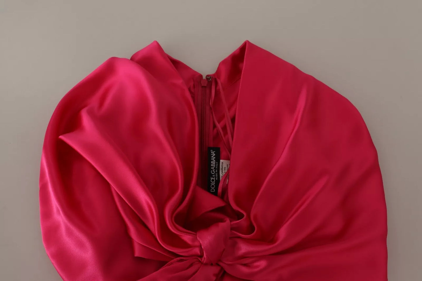 Dolce & Gabbana Silk Pink Fitted Cut One Shoulder Midi Dress by Dolce & Gabbana