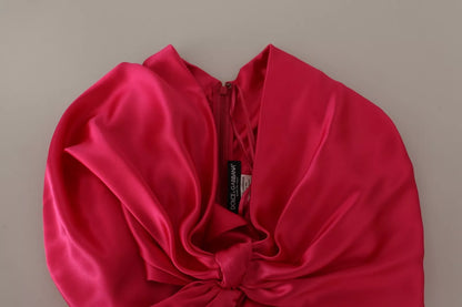 Dolce & Gabbana Silk Pink Fitted Cut One Shoulder Midi Dress by Dolce & Gabbana