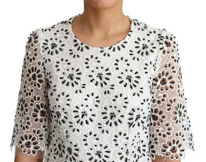 Dolce & Gabbana White Cutout Design Polyester A-line Midi Dress by Dolce & Gabbana