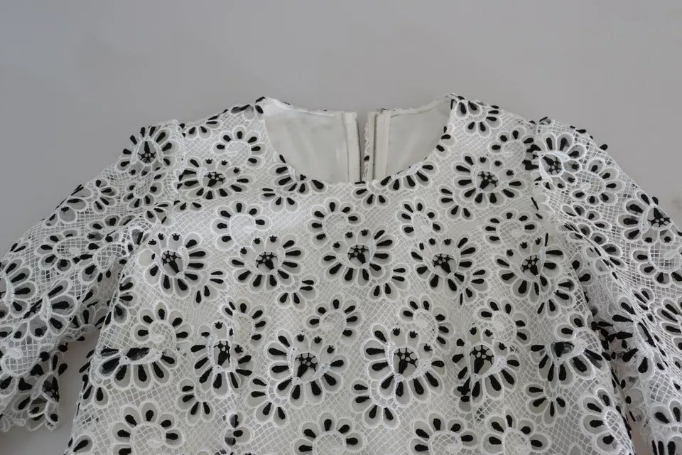 Dolce & Gabbana White Cutout Design Polyester A-line Midi Dress by Dolce & Gabbana