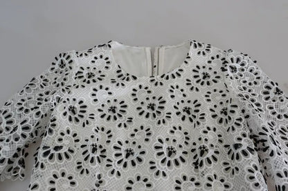 Dolce & Gabbana White Cutout Design Polyester A-line Midi Dress by Dolce & Gabbana