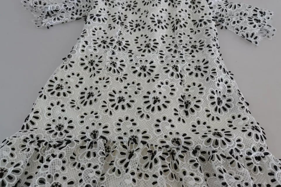 Dolce & Gabbana White Cutout Design Polyester A-line Midi Dress by Dolce & Gabbana