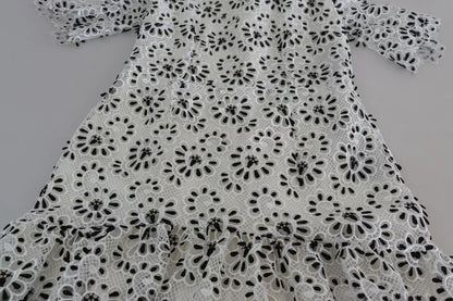 Dolce & Gabbana White Cutout Design Polyester A-line Midi Dress by Dolce & Gabbana