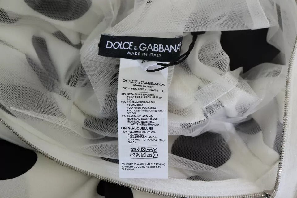 Dolce & Gabbana White Polka Dots Crystal One Shoulder Dress by Dolce & Gabbana