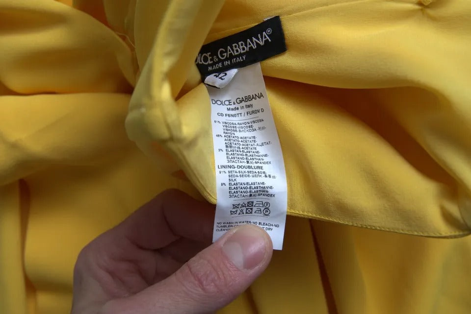 Dolce & Gabbana Yellow One Shoulder Side Slit Midi Dress by Dolce & Gabbana