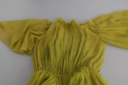 Dolce & Gabbana Yellow Shift A-line Silk Gown Dress by Dolce & Gabbana
