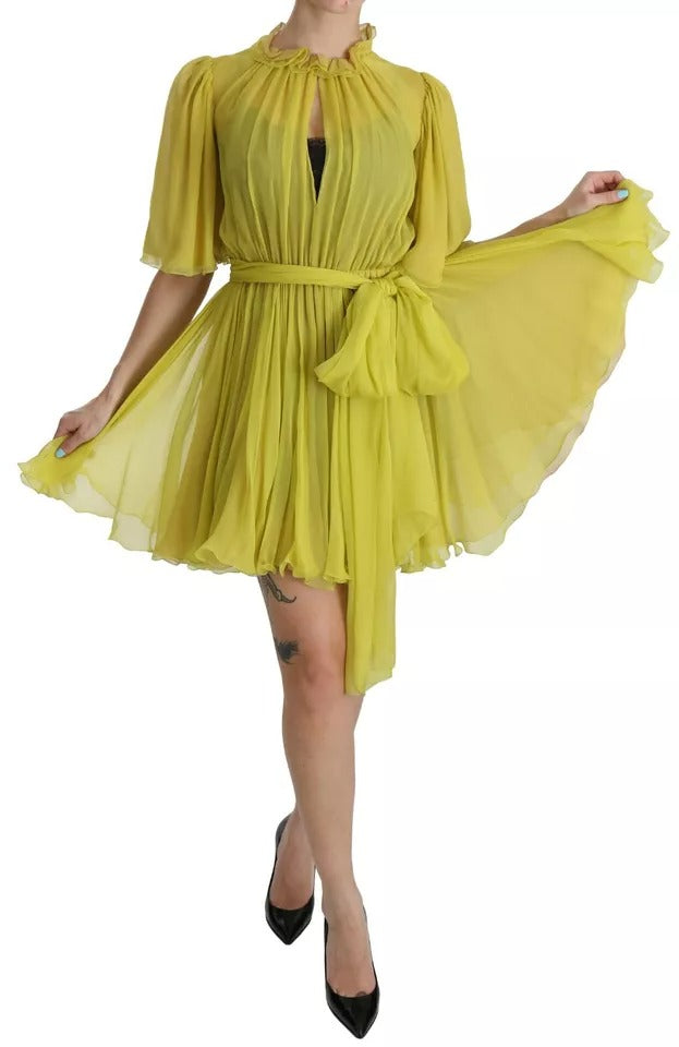 Dolce & Gabbana Yellow Shift A-line Silk Gown Dress by Dolce & Gabbana