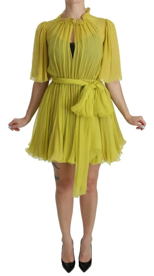 Dolce & Gabbana Yellow Shift A-line Silk Gown Dress by Dolce & Gabbana
