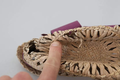 Dolce &amp; Gabbana Brown Ribbon Floral Embellished Straw Hat