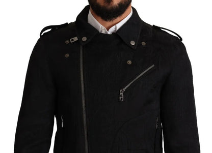 Dolce &amp; Gabbana Veste motard zippée en brocart noir